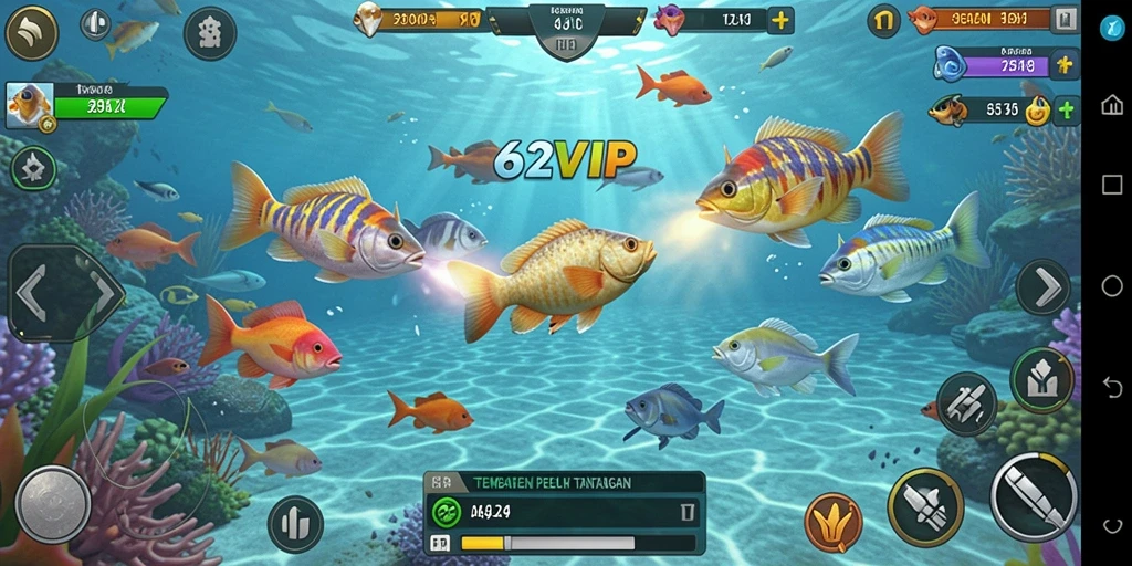 Tampilan menarik dari gameplay Tembak Ikan 62VIP.