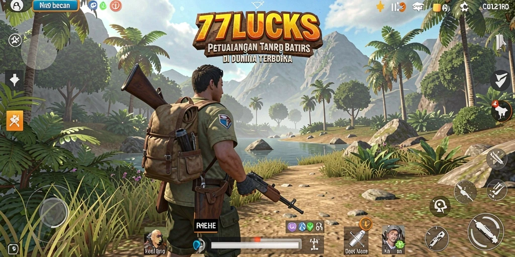 Screenshot menampilkan gameplay seru dari 77LUCKS di dunia terbuka.
