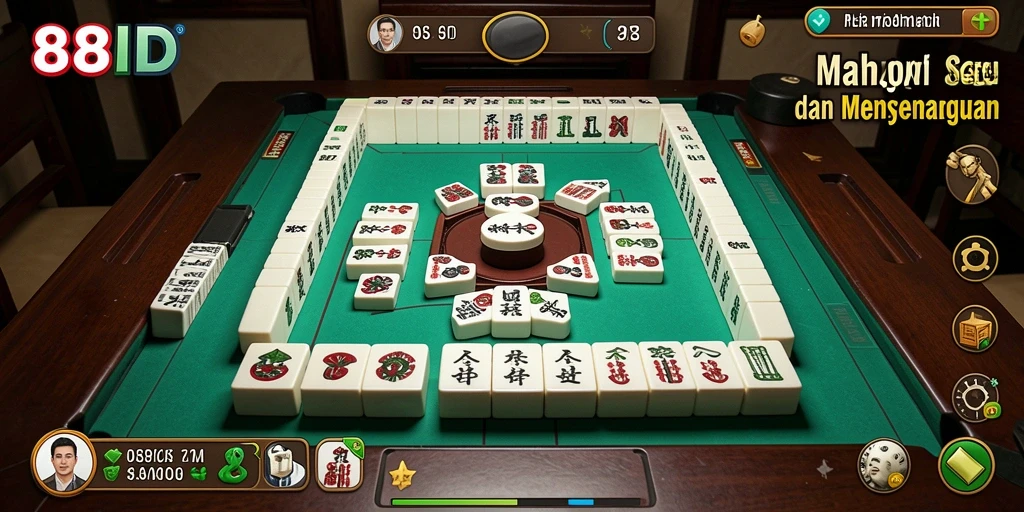 Tampilan menarik dari gameplay Mahjong di 88ID.