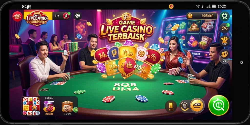 Tampilan permainan live casino yang mendebarkan di 8QR.