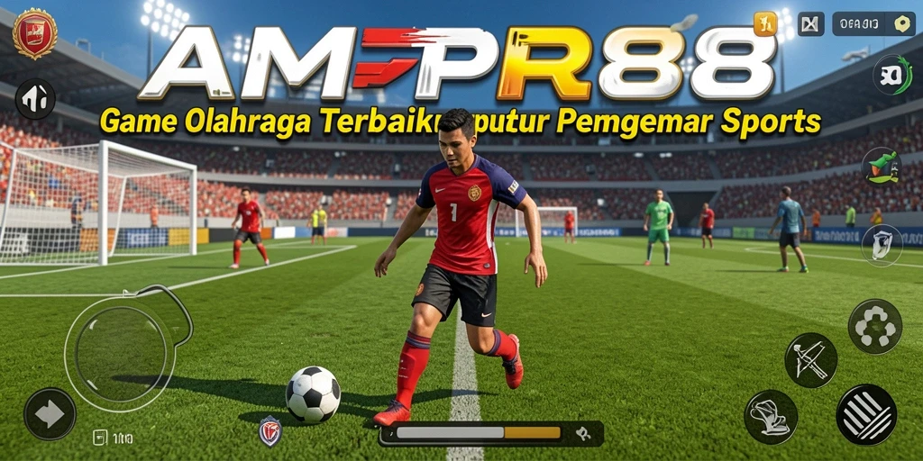 Screenshot menunjukkan aksi seru dalam pertandingan olahraga AMPER88.