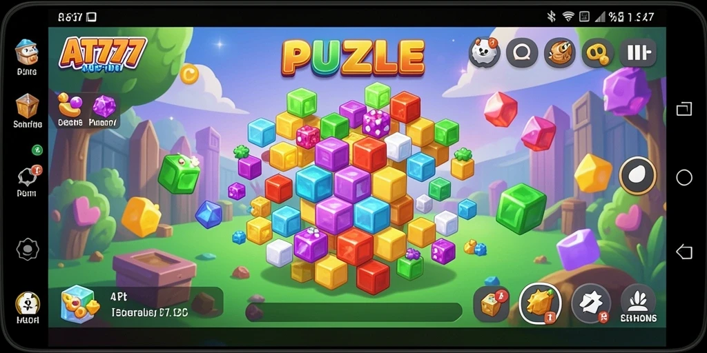 Screenshot gameplay AT777 menampilkan level Puzzle yang menarik.