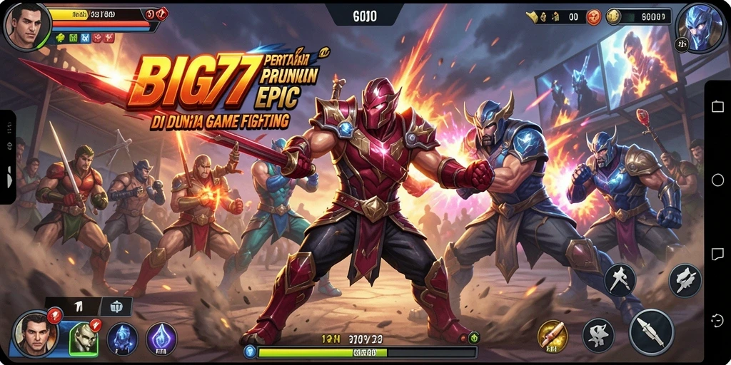 Tampilan gameplay seru di BIG77 dengan karakter bertarung.
