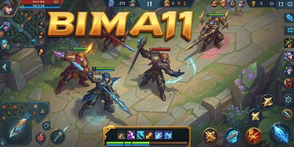 Gameplay seru BIMA11 dengan aksi MOBA yang menegangkan.