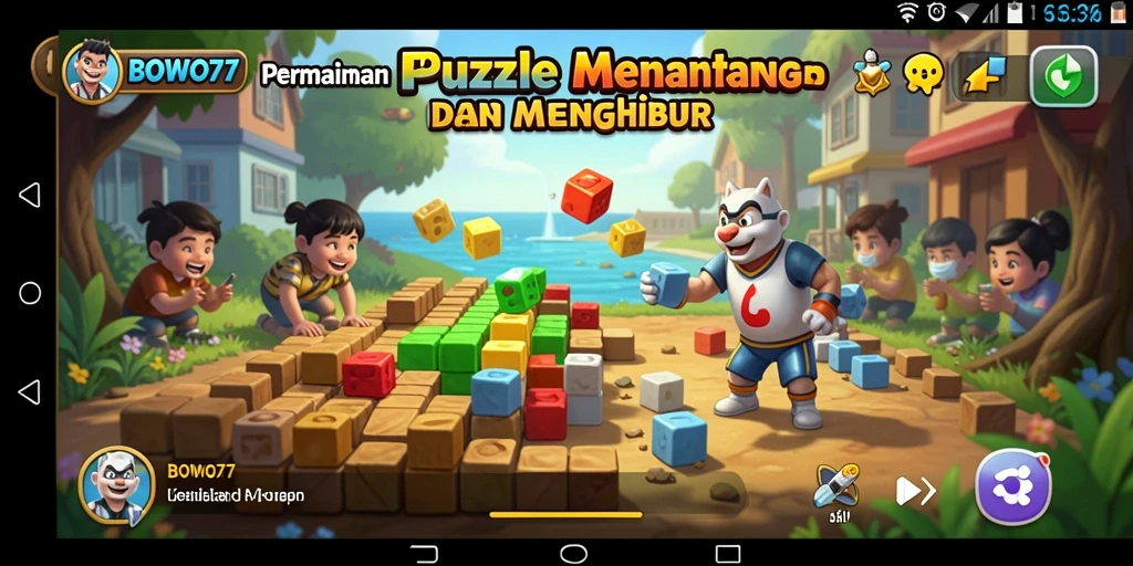 Gameplay menantang BOWO77, menunjukkan teka-teki yang harus diselesaikan.