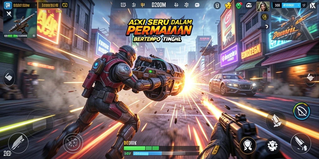 Tampilan gameplay D200M yang penuh aksi dan seru.