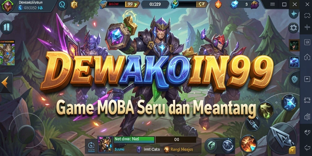 Tangkapan layar permainan DEWAKOIN99 yang menunjukkan aksi MOBA yang mendebarkan.