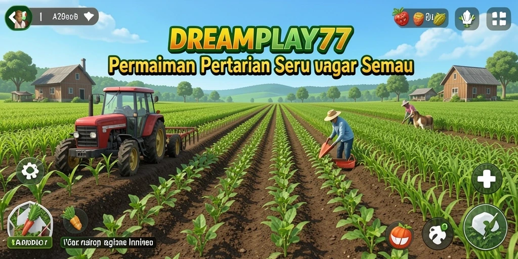Screenshot DREAMPLAY77 menampilkan gameplay pertanian yang seru dan interaktif.