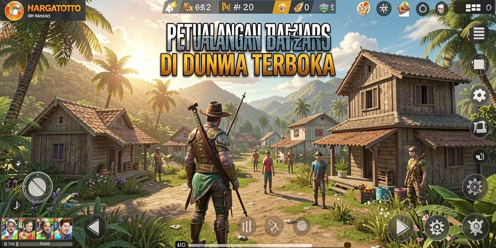 Screenshot gameplay HARGATOTO yang menunjukkan eksplorasi dunia terbuka.