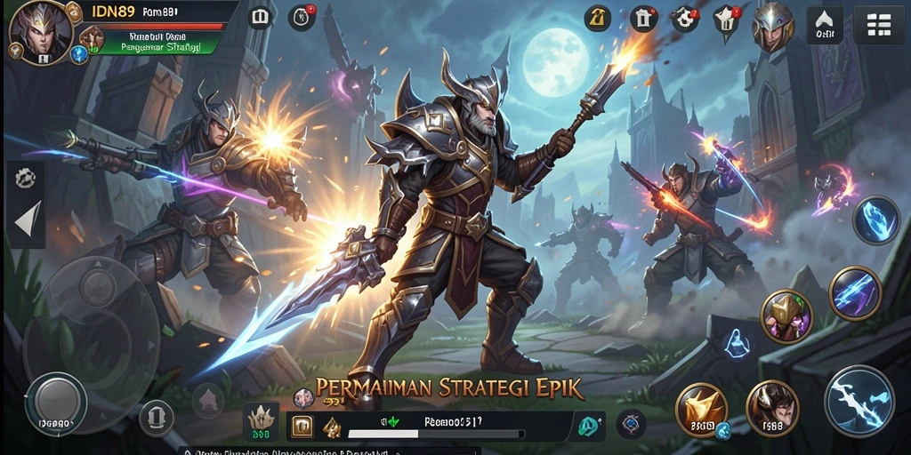 Screenshot permainan IDN89 yang menunjukkan aksi strategi yang intens.