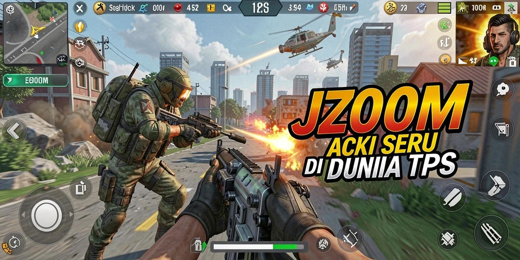 Tampilan gameplay seru dari J200M dengan aksi tembak-tembakan intens.