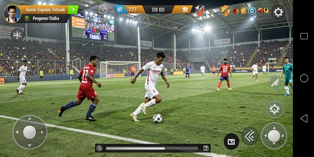 Tampilan gameplay L777 yang memukau dengan aksi sepak bola yang realistis.