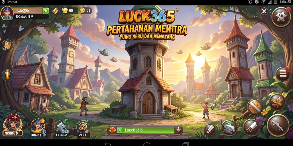 Tampilan gameplay LUCK365 dengan menara yang berfungsi dengan baik.