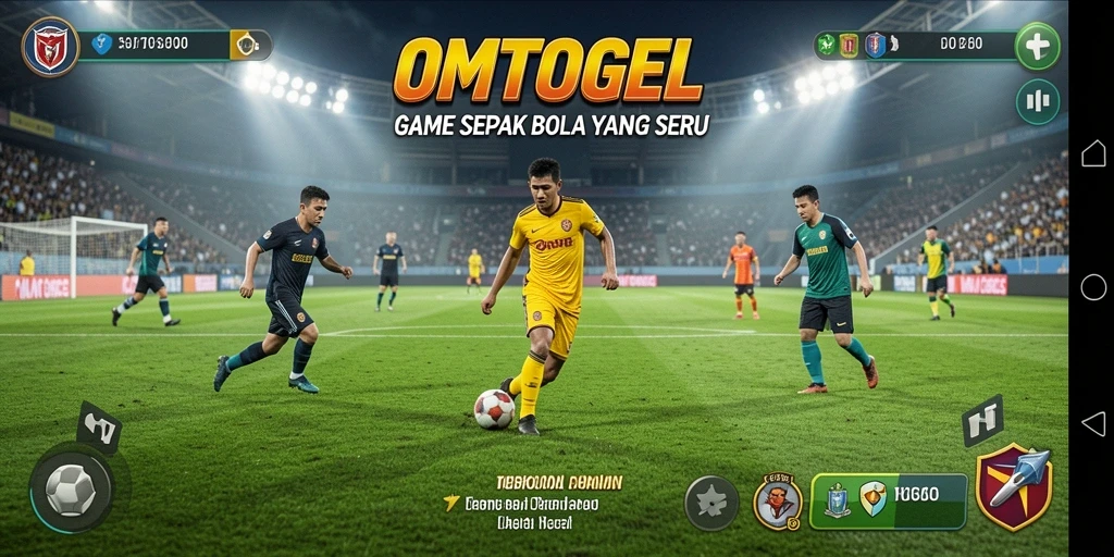 Tampilan gameplay OMTOGEL yang menampilkan aksi seru sepak bola.