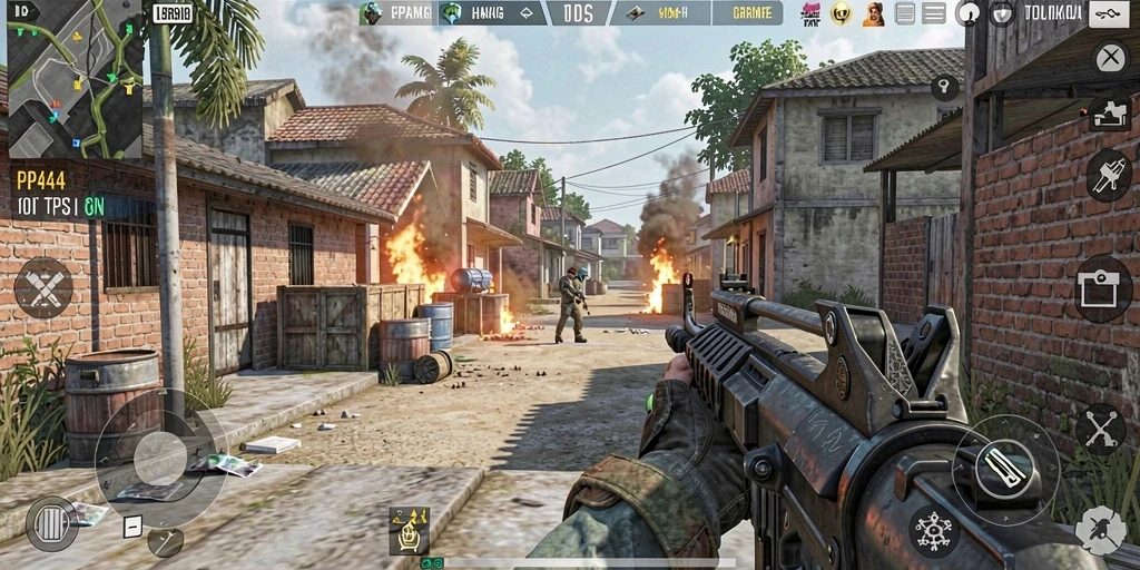 Screenshot gameplay PP444 yang menunjukkan aksi seru di medan perang.
