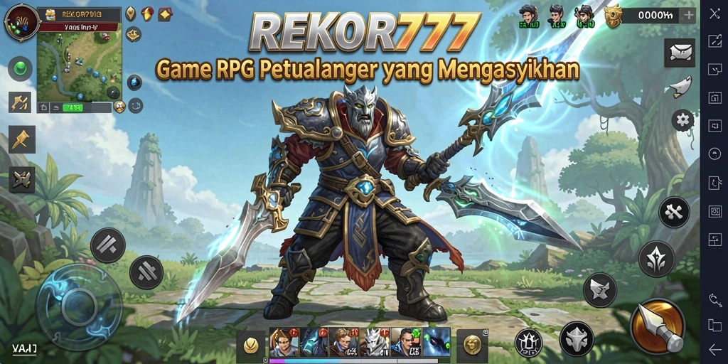 Menampilkan momen seru dalam gameplay RPG REKOR777.
