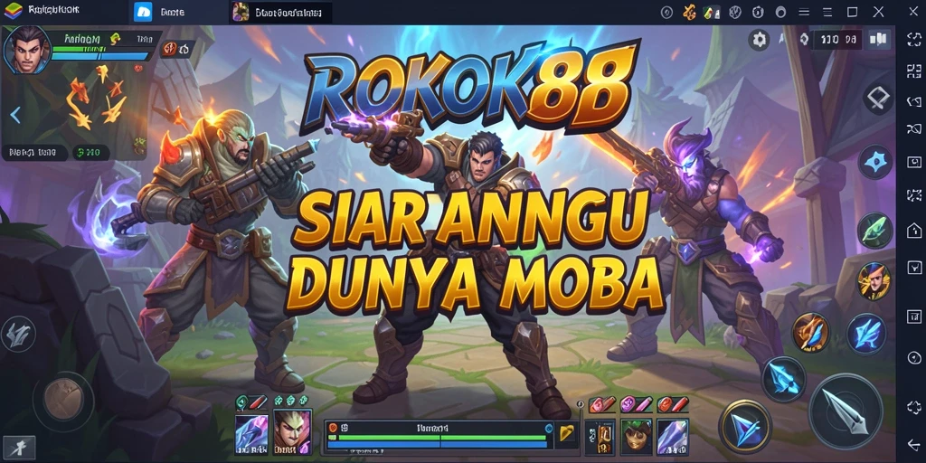 Gameplay ROKOK88 yang seru dan menegangkan dalam pertarungan MOBA.