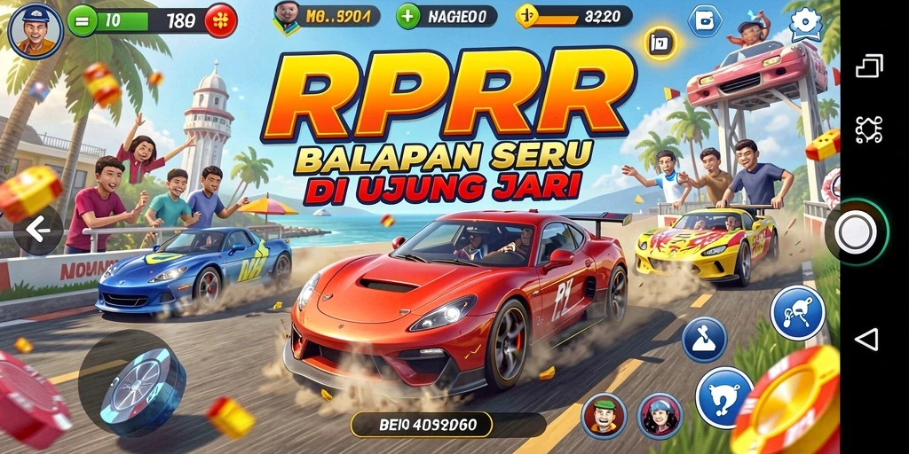 Gameplay seru balapan dalam RPRR dengan mobil berdesain menarik.