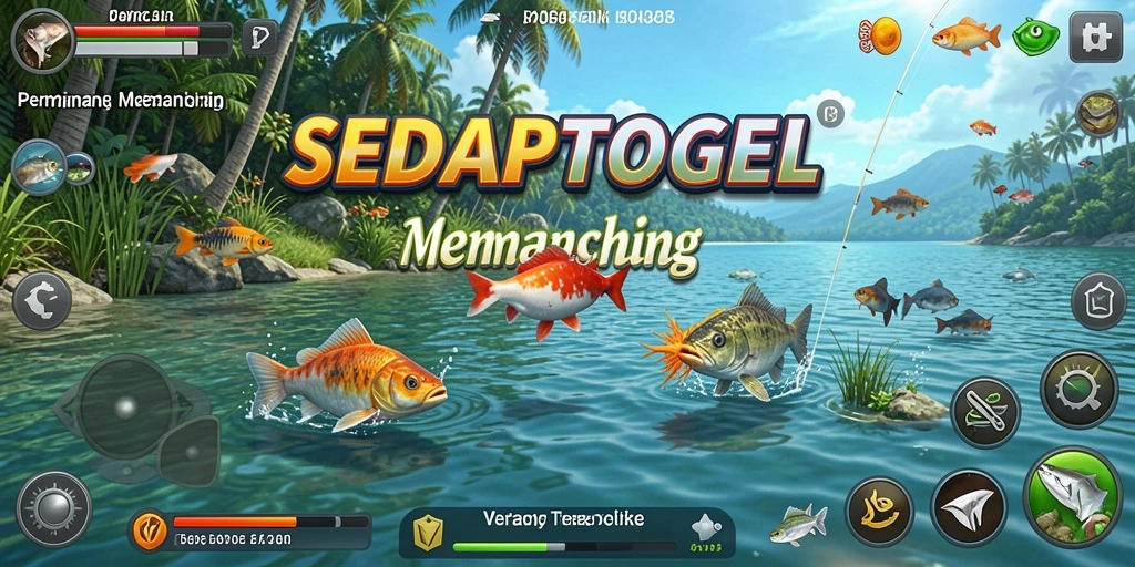 Tampilan gameplay menarik dari SEDAPTOGEL yang menunjukkan aksi memancing.