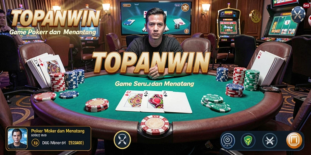 Screenshot gameplay <strong>TOPANWIN</strong> yang menampilkan aksi poker yang seru.